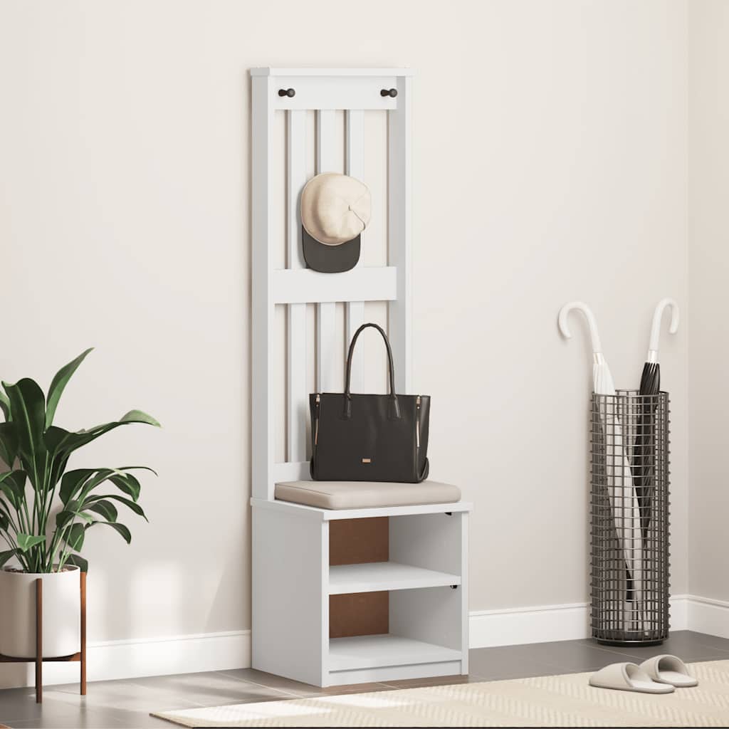 Hall Tree SANDNES White 45x40x159.5 cm Solid Wood Pine