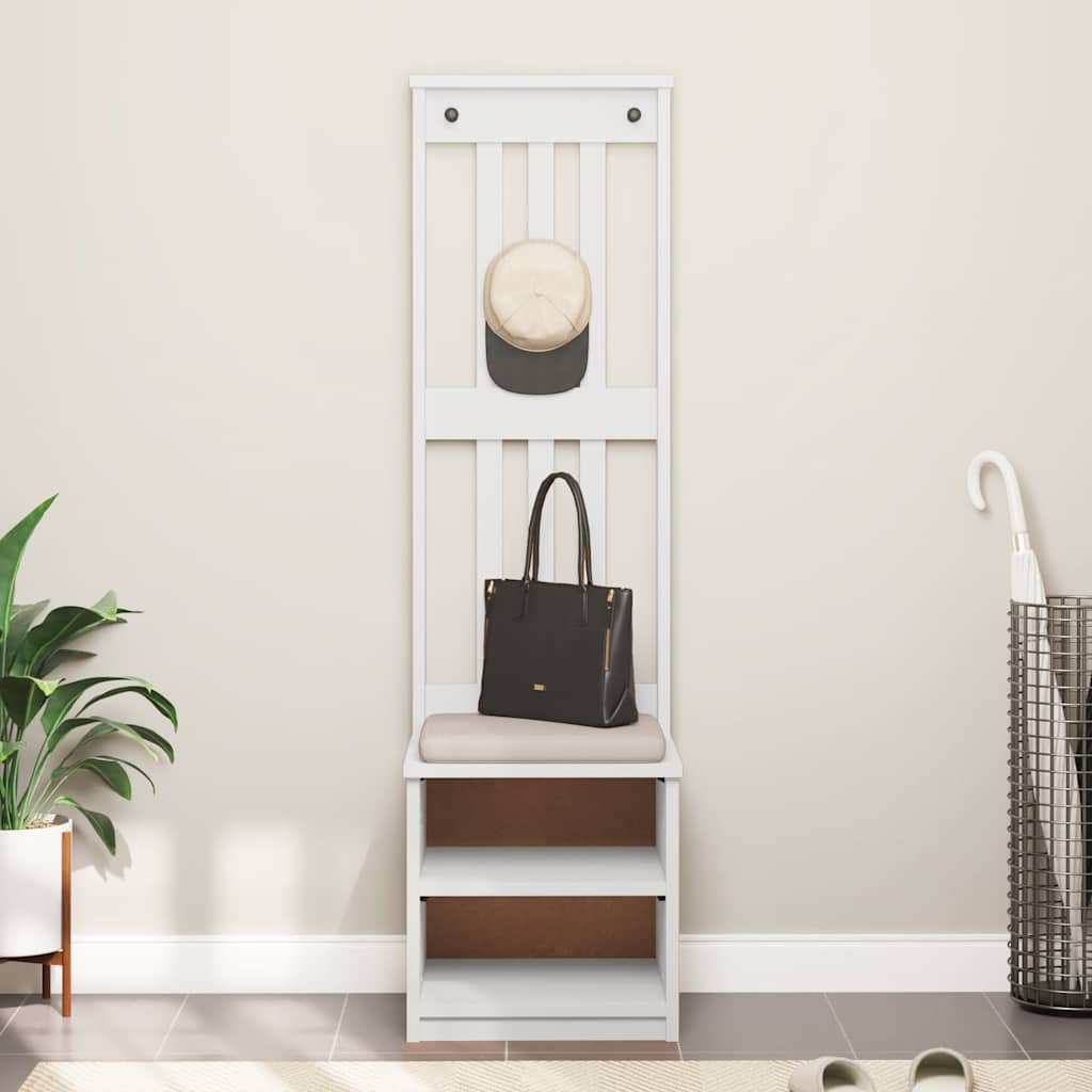 Hall Tree SANDNES White 45x40x159.5 cm Solid Wood Pine