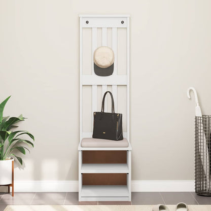 Hall Tree SANDNES White 45x40x159.5 cm Solid Wood Pine