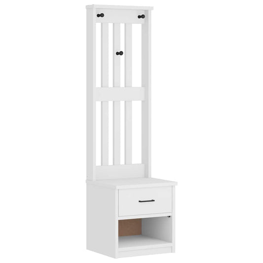 Hall Tree SANDNES White 45x40x159.5 cm Solid Wood Pine