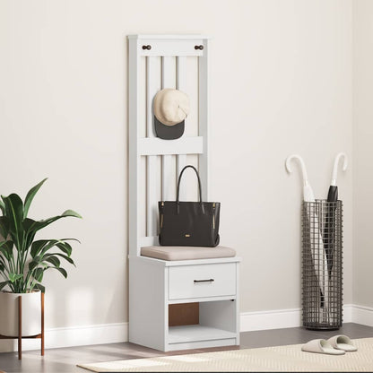 Hall Tree SANDNES White 45x40x159.5 cm Solid Wood Pine