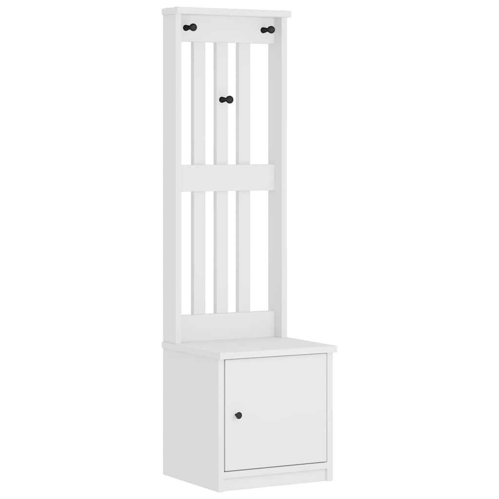 Hall Tree "SANDNES" White 45x40x159,5 cm Solid Wood Pine