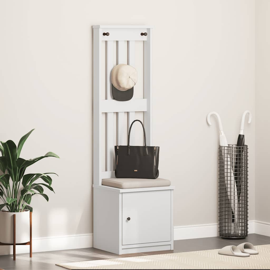 Hall Tree "SANDNES" White 45x40x159,5 cm Solid Wood Pine