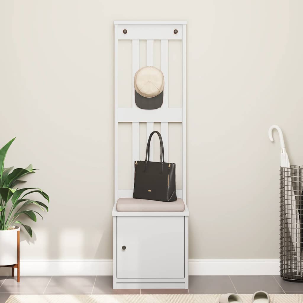 Hall Tree "SANDNES" White 45x40x159,5 cm Solid Wood Pine