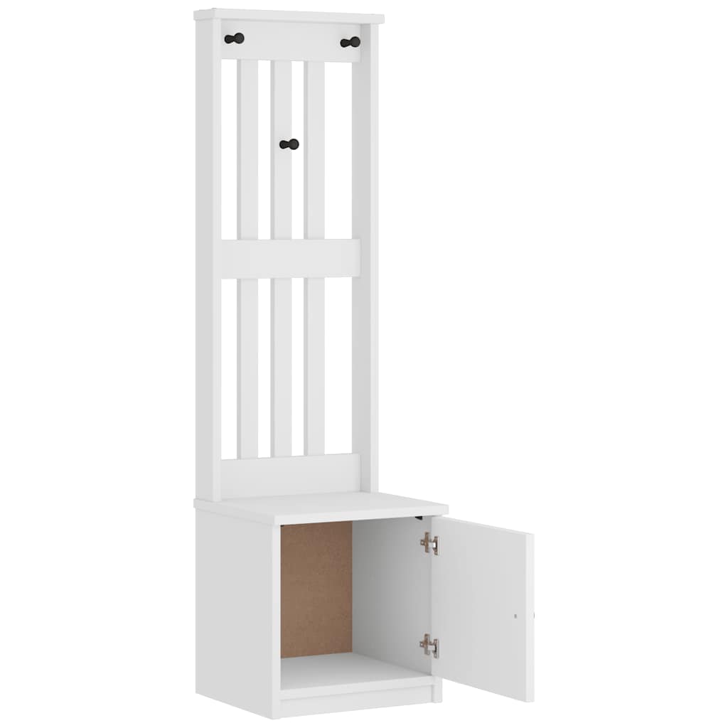 Hall Tree "SANDNES" White 45x40x159,5 cm Solid Wood Pine