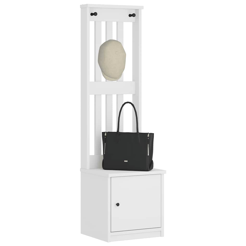 Hall Tree "SANDNES" White 45x40x159,5 cm Solid Wood Pine