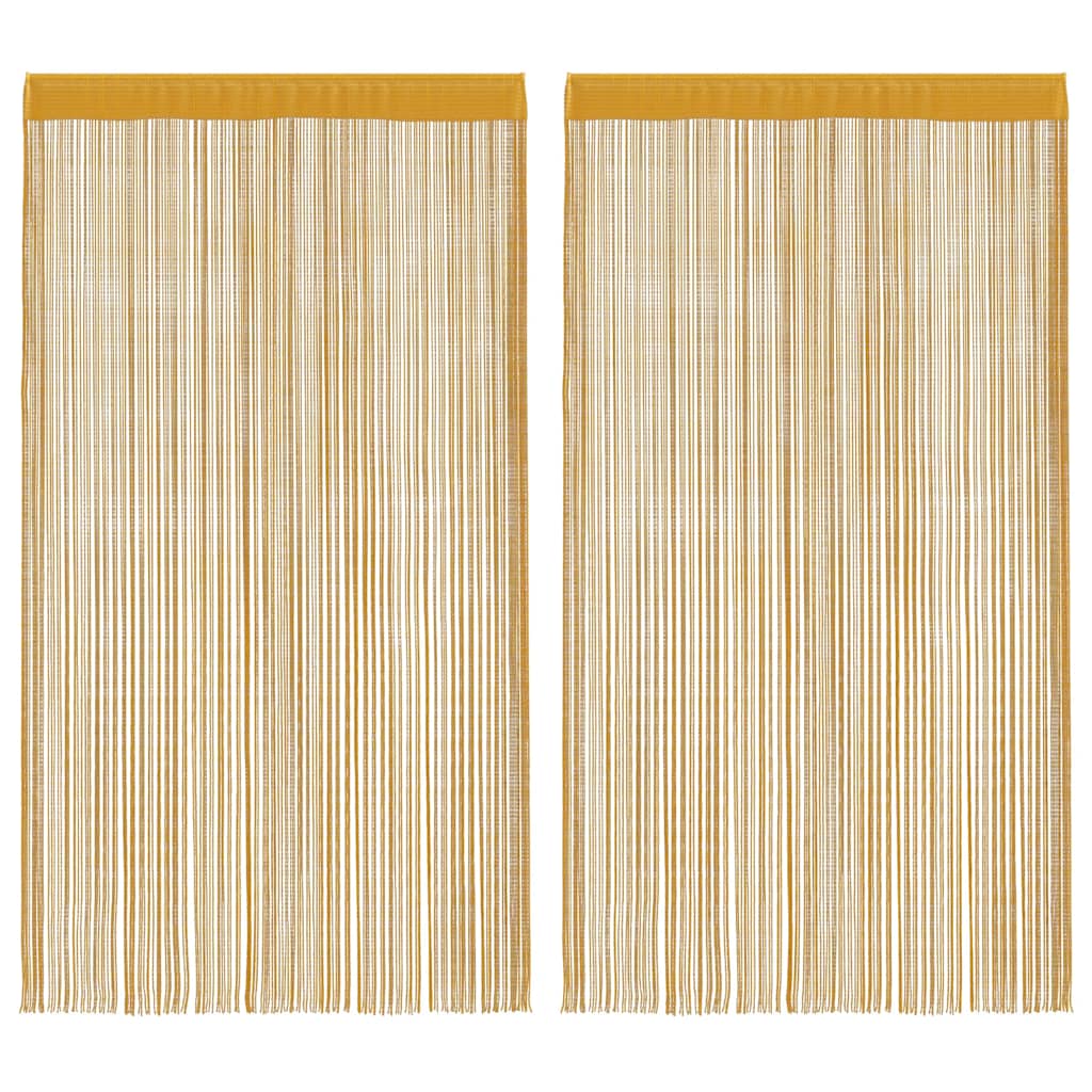 String Curtains 2 pcs Gold 100x250 cm
