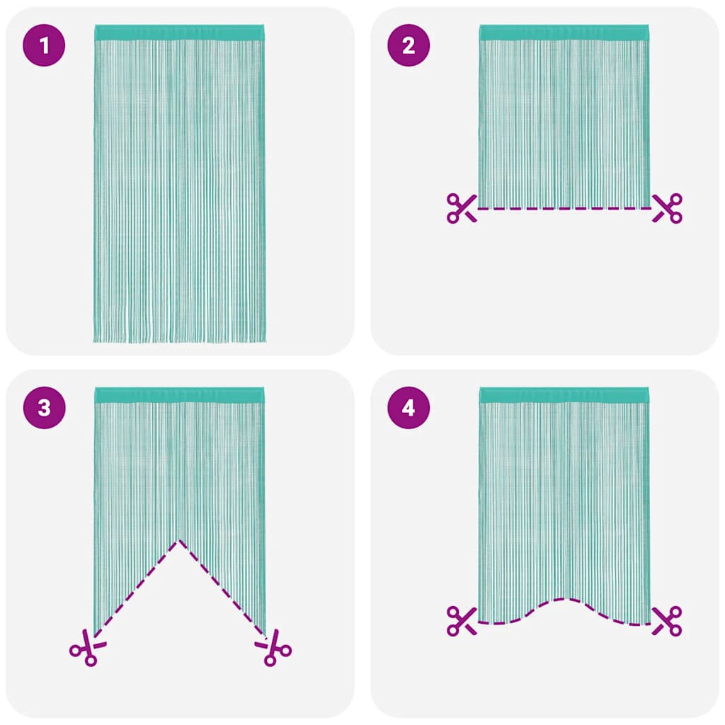 String Curtains 2 pcs Turquoise 100x250 cm