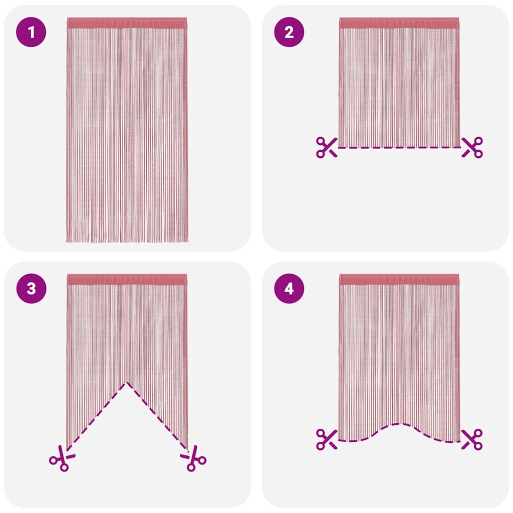 String Curtains 2 pcs Pink 140x250 cm
