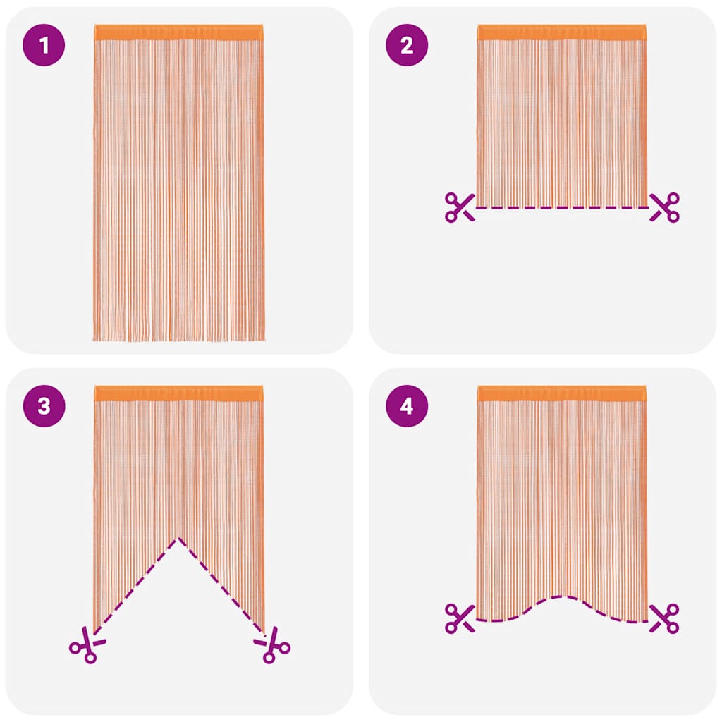 String Curtains 2 pcs Orange 140x250 cm