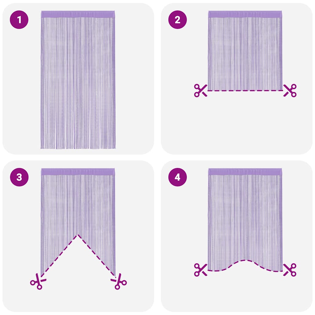 String Curtains 2 pcs Purple 140x250 cm
