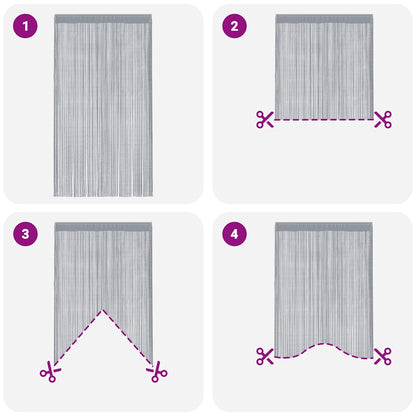 String Curtains 2 pcs Light Grey 100x250 cm