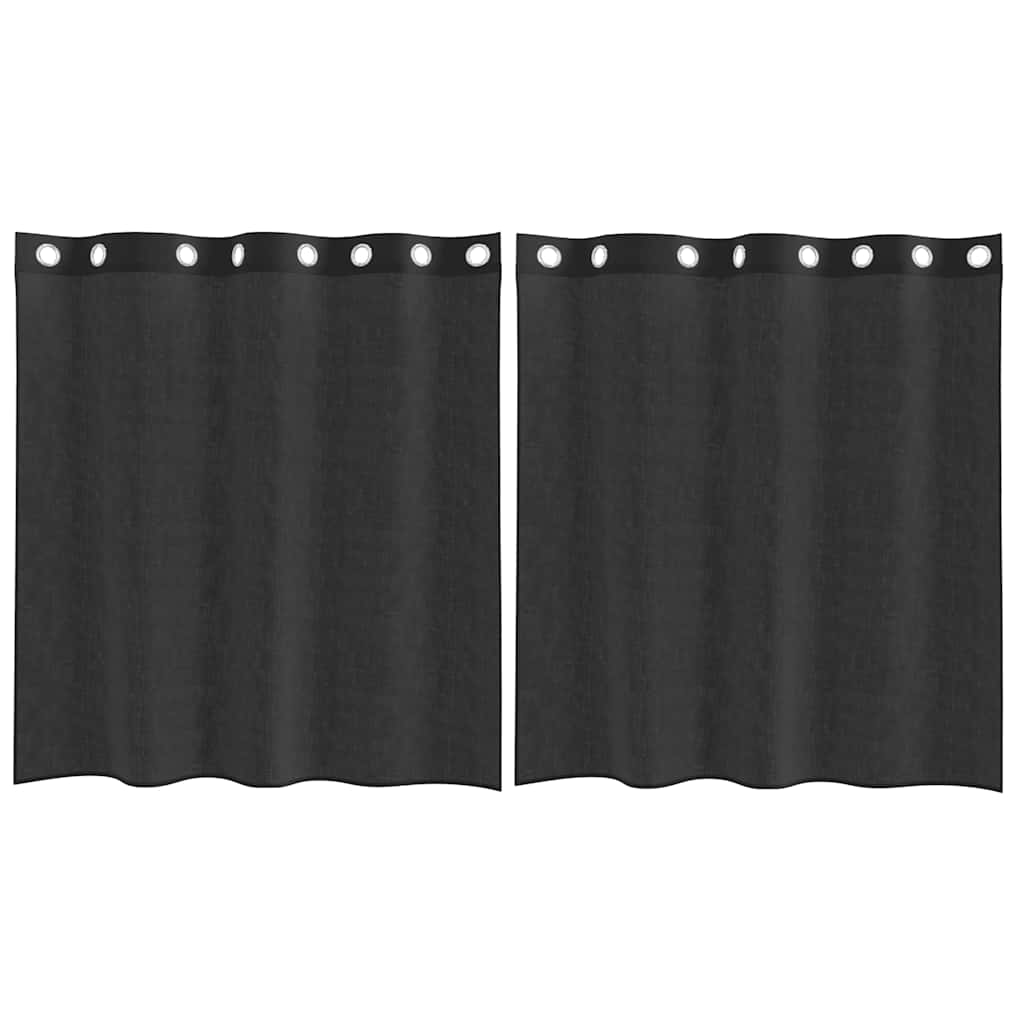 Voile Curtains with Grommets 2 pcs Black 140x140 cm