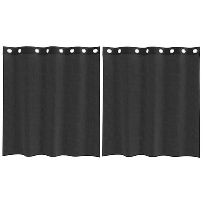 Voile Curtains with Grommets 2 pcs Black 140x140 cm