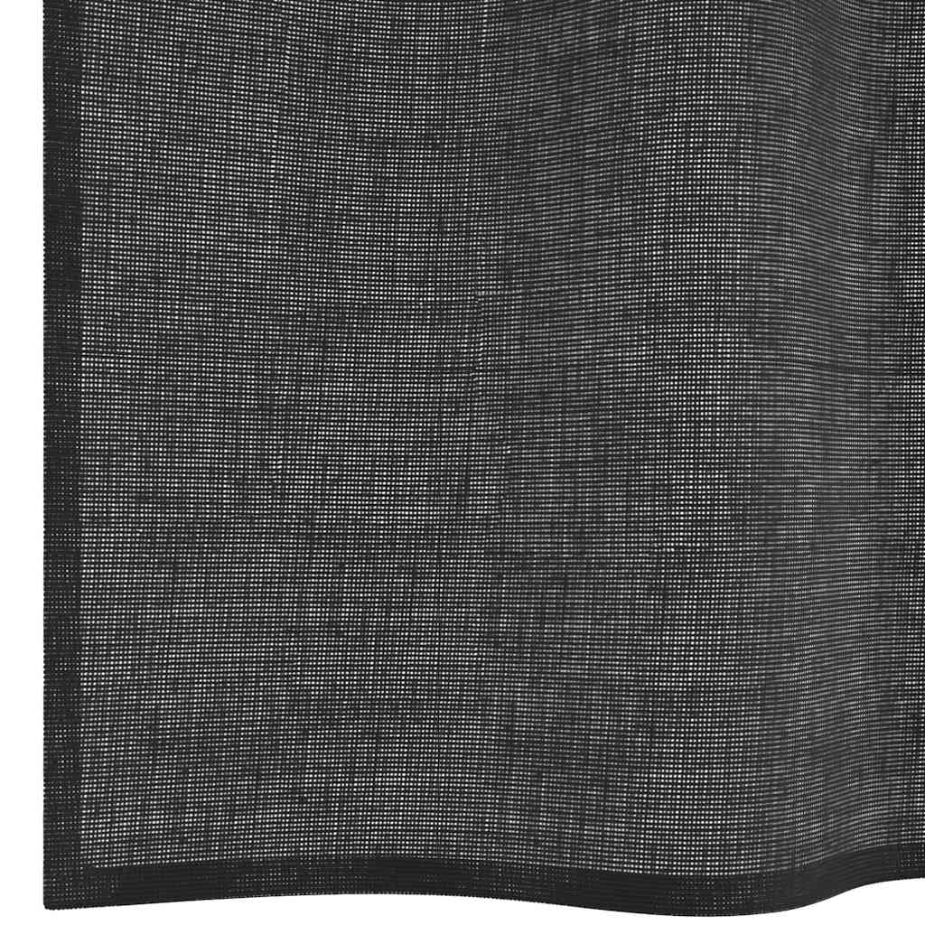 Voile Curtains with Grommets 2 pcs Black 140x225 cm