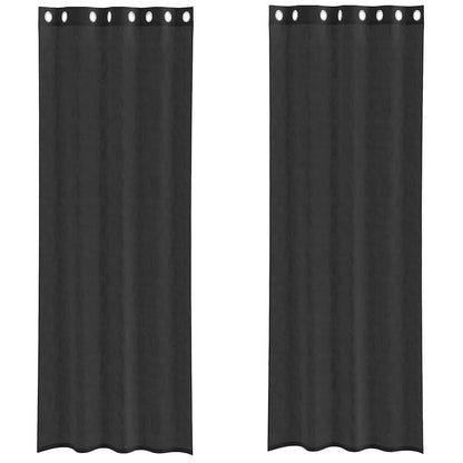 Voile Curtains with Grommets 2 pcs Black 140x260 cm