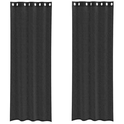 Voile Curtains with Grommets 2 pcs Black 140x300 cm