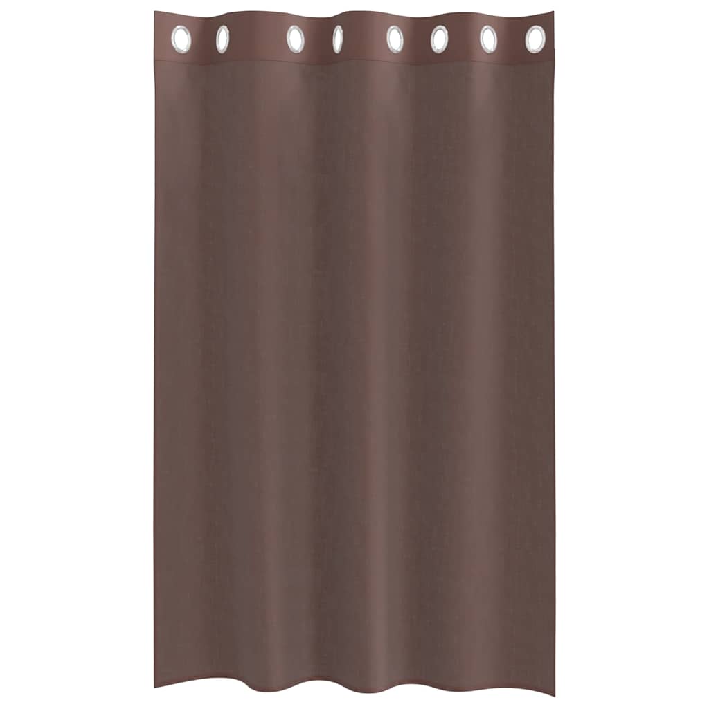 Voile Curtains with Grommets 2 pcs Brown 140x175 cm
