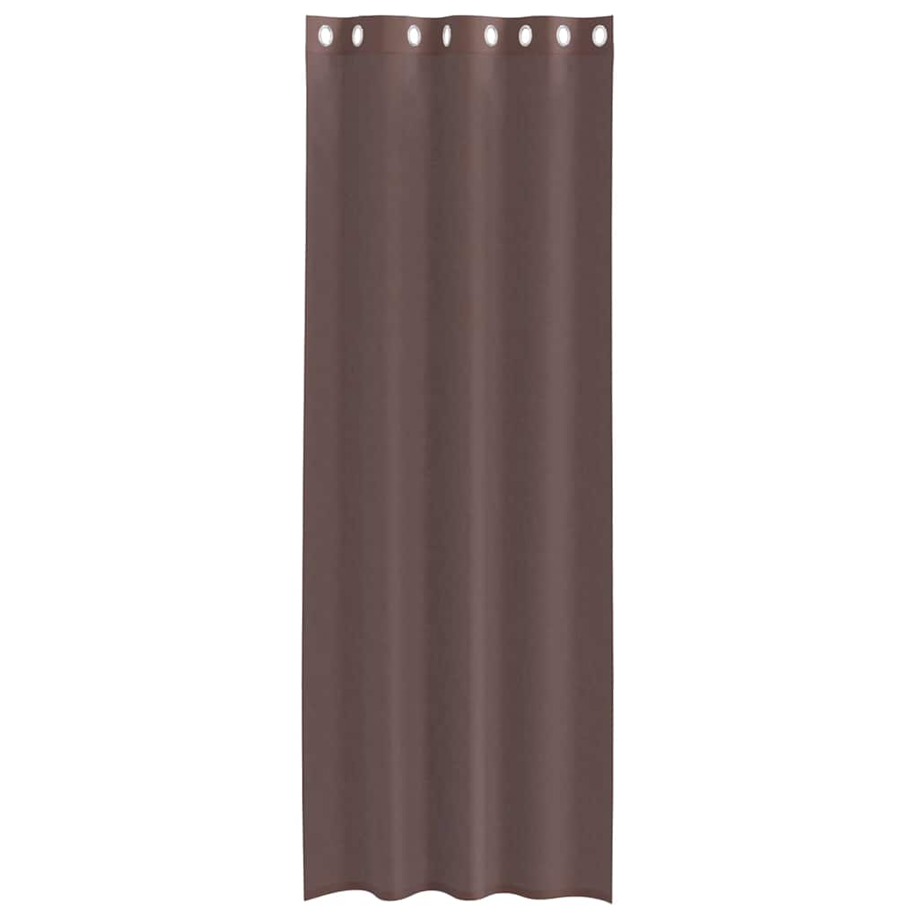 Voile Curtains with Grommets 2 pcs Brown 140x260 cm