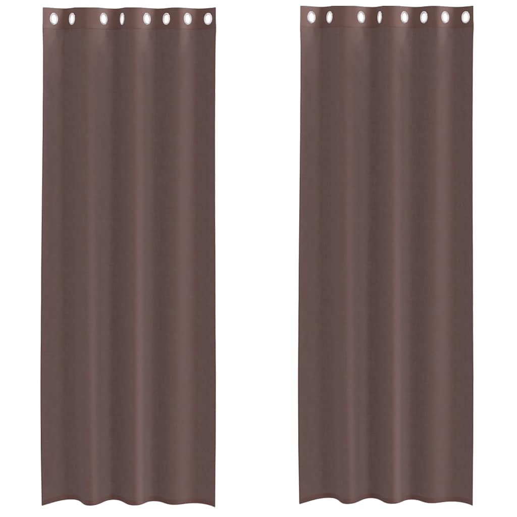 Voile Curtains with Grommets 2 pcs Brown 140x300 cm