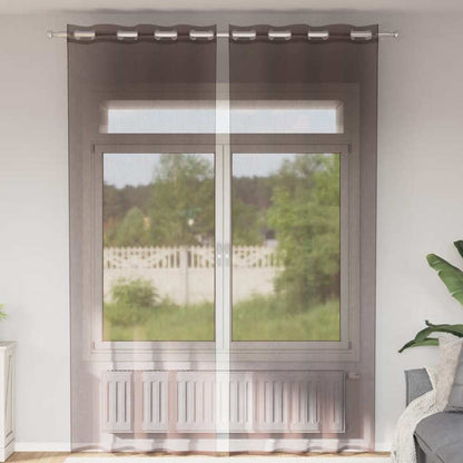 Voile Curtains with Grommets 2 pcs Brown 140x300 cm