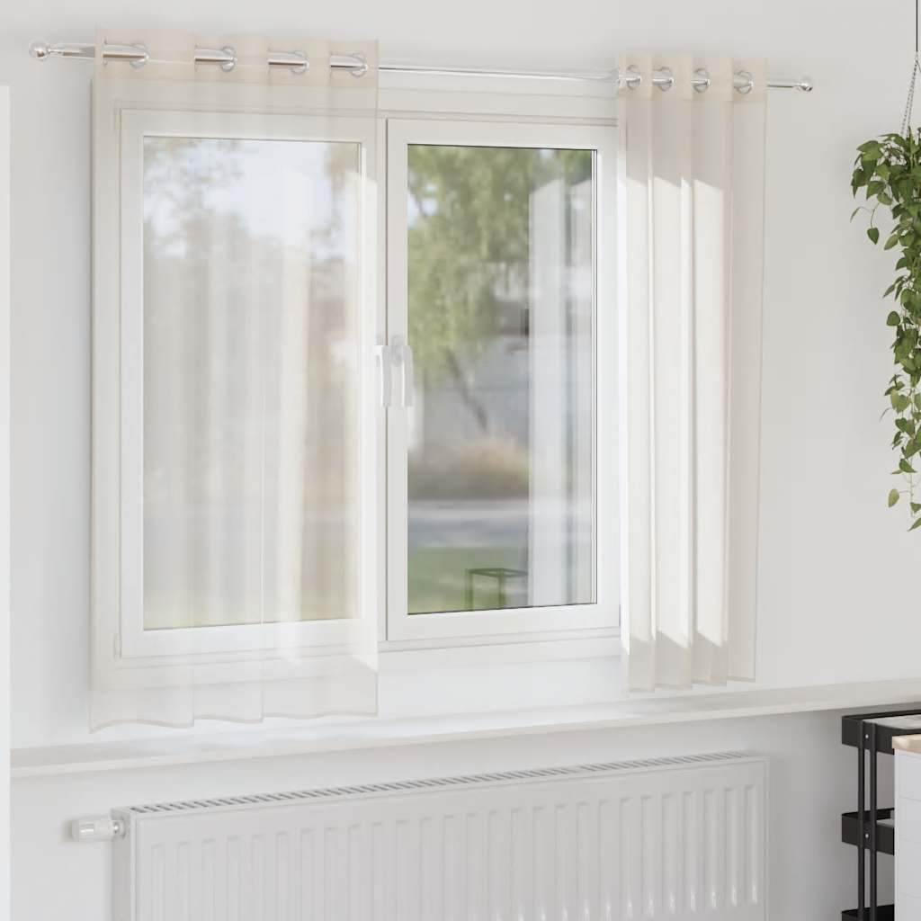 Voile Curtains with Grommets 2 pcs Cream 140x140 cm