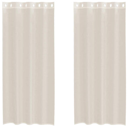 Voile Curtains with Grommets 2 pcs Cream 140x225 cm