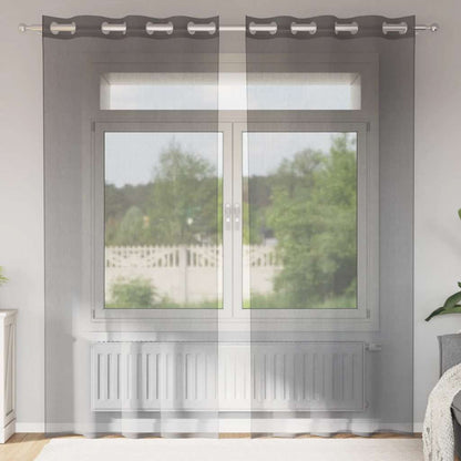 Voile Curtains with Grommets 2 pcs Dark Grey 140x225 cm