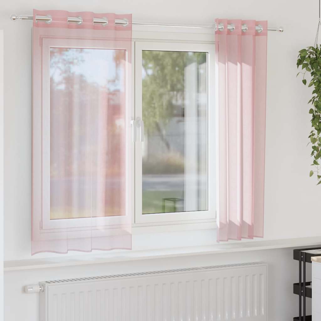 Voile Curtains with Grommets 2 pcs Light Pink 140x140 cm