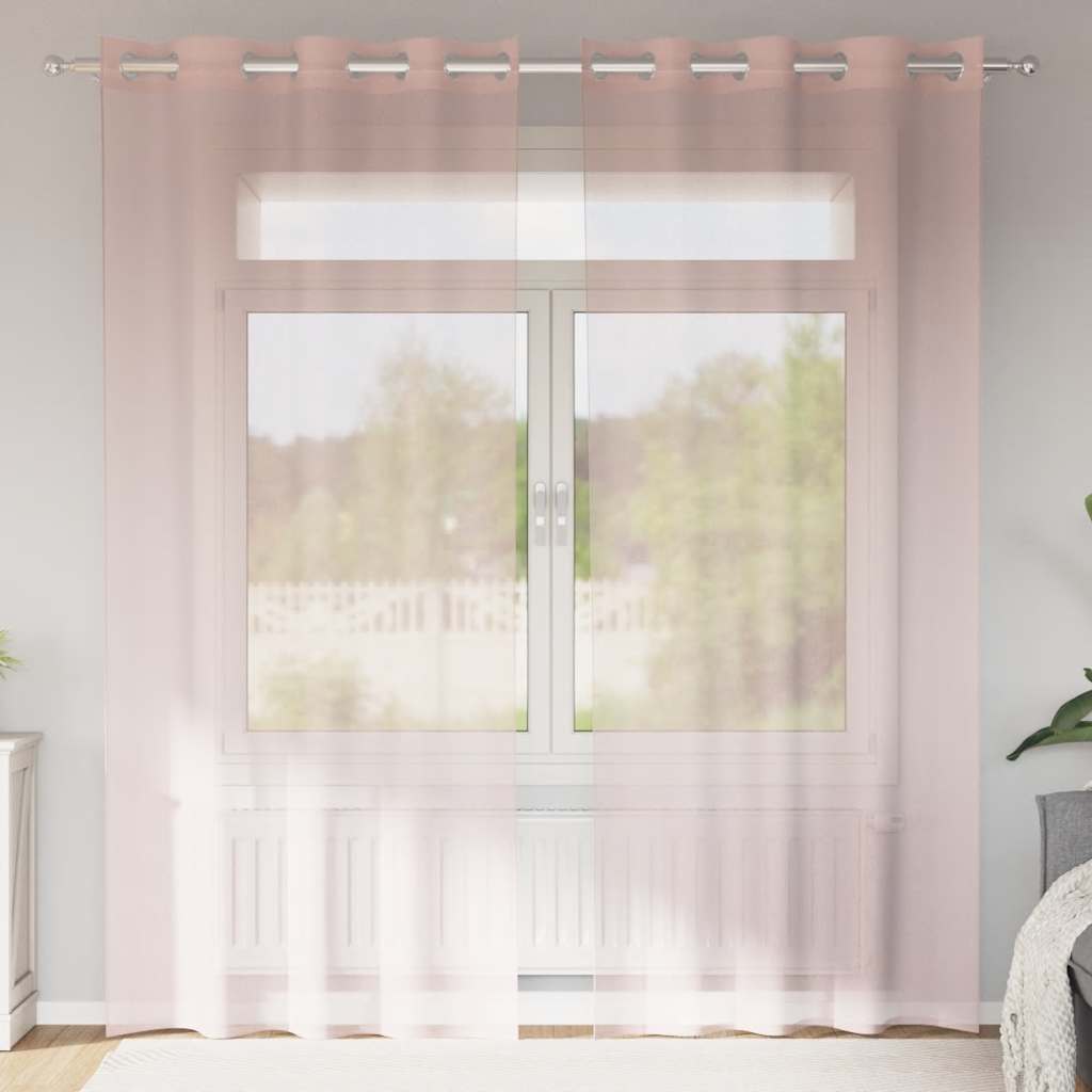 Voile Curtains with Grommets 2 pcs Light Pink 140x245 cm