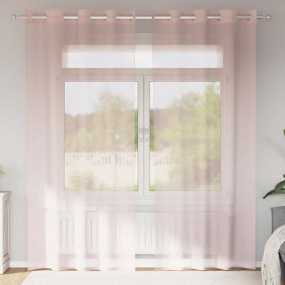 Voile Curtains with Grommets 2 pcs Light Pink 140x245 cm