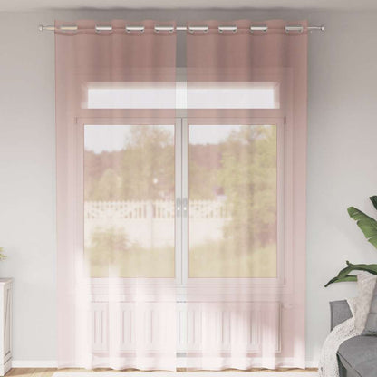 Voile Curtains with Grommets 2 pcs Light Pink 140x300 cm