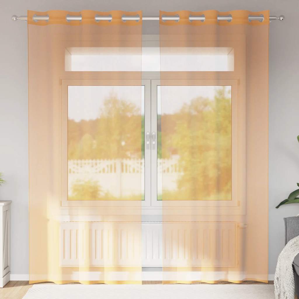 Voile Curtains with Grommets 2 pcs Orange 140x225 cm