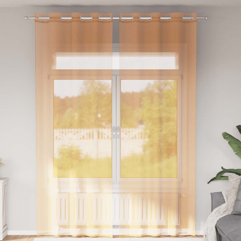 Voile Curtains with Grommets 2 pcs Orange 140x260 cm