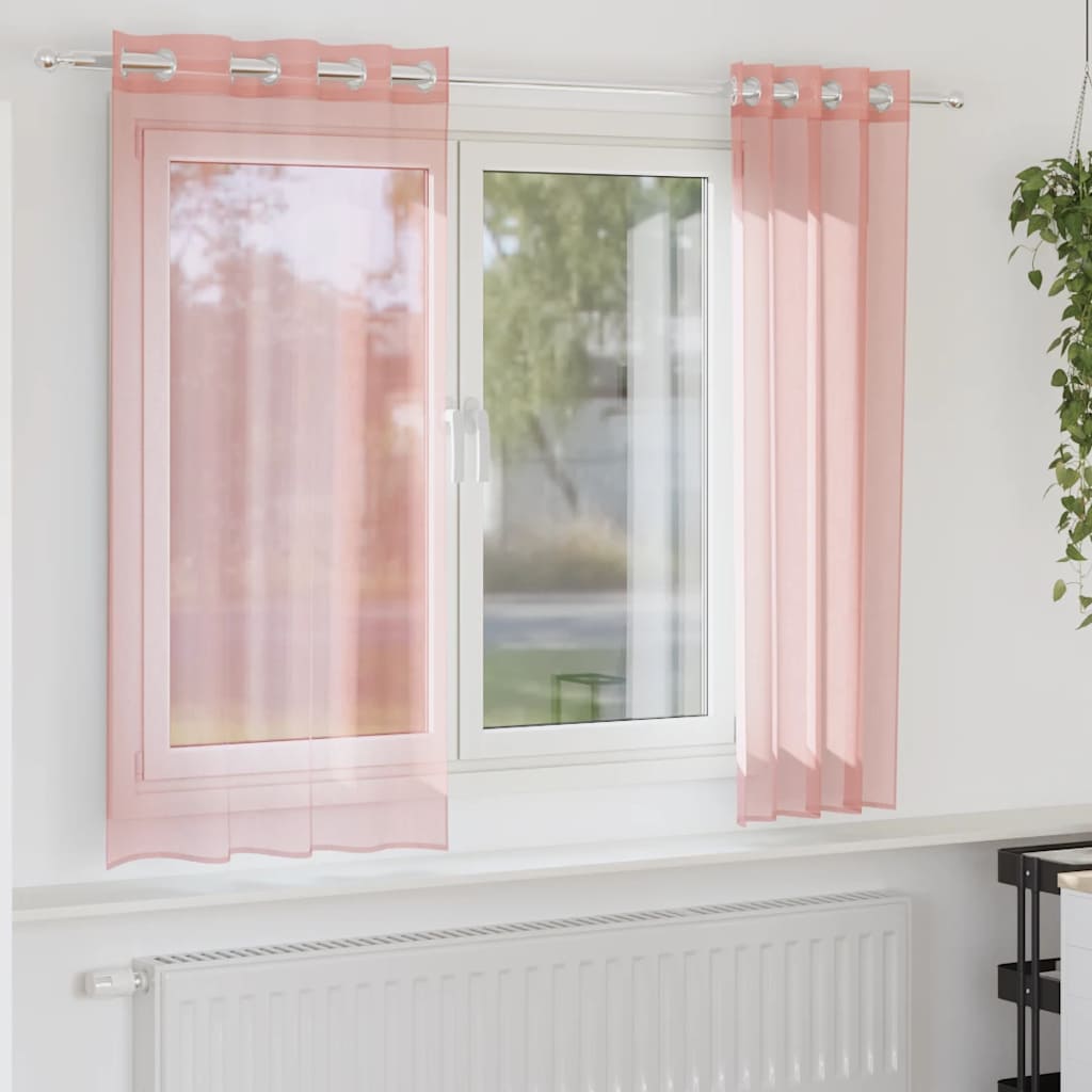 Voile Curtains with Grommets 2 pcs Pink 140x140 cm