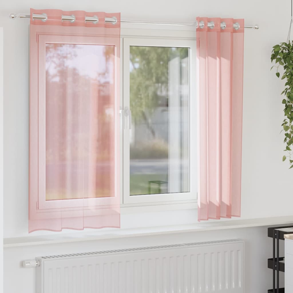 Voile Curtains with Grommets 2 pcs Pink 140x175 cm