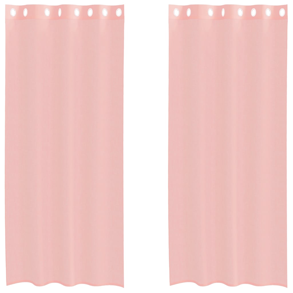 Voile Curtains with Grommets 2 pcs Pink 140x225 cm