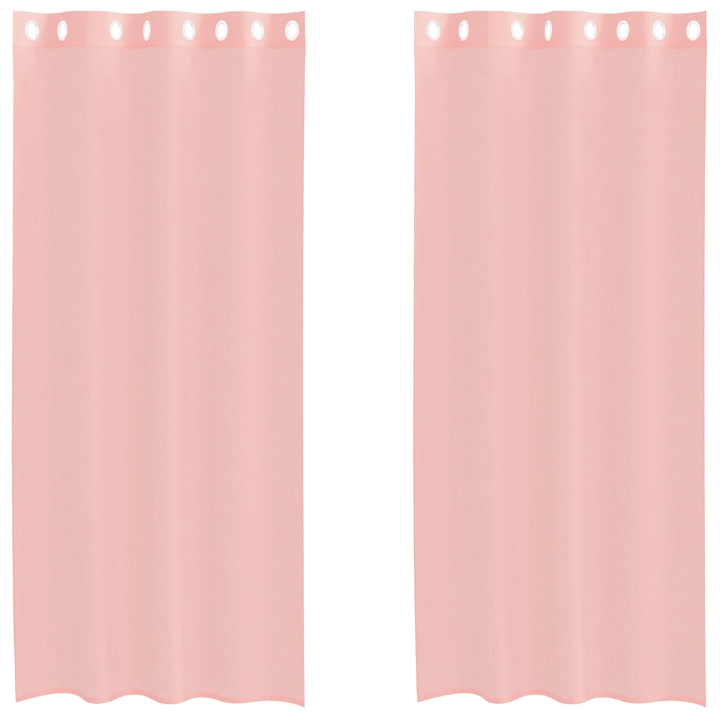Voile Curtains with Grommets 2 pcs Pink 140x245 cm