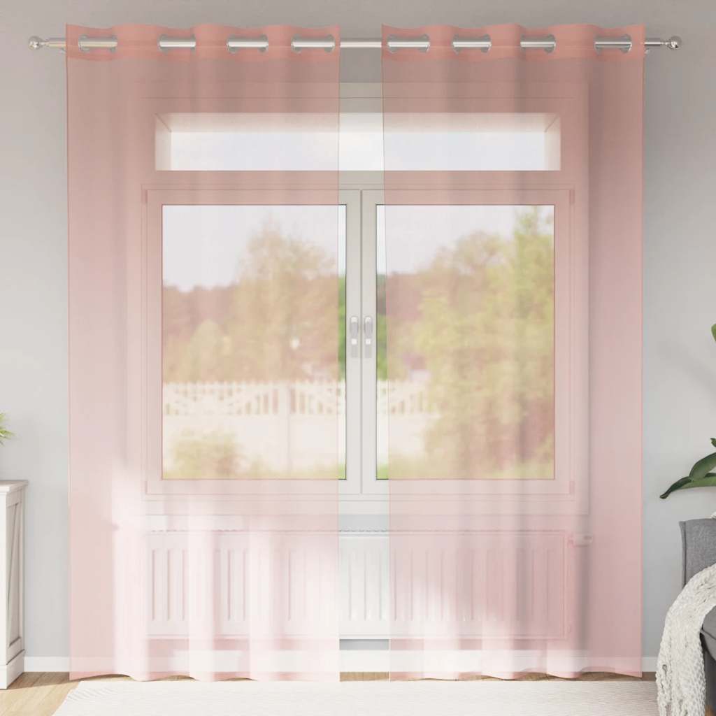 Voile Curtains with Grommets 2 pcs Pink 140x245 cm