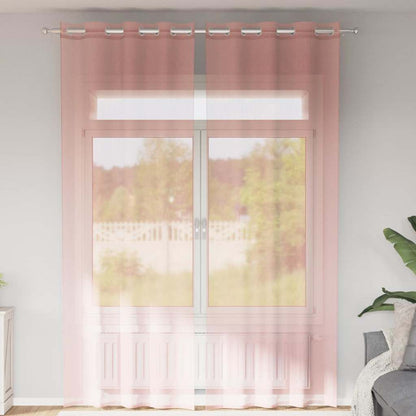 Voile Curtains with Grommets 2 pcs Pink 140x260 cm