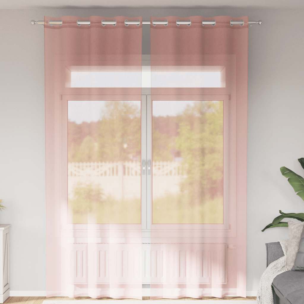 Voile Curtains with Grommets 2 pcs Pink 140x300 cm