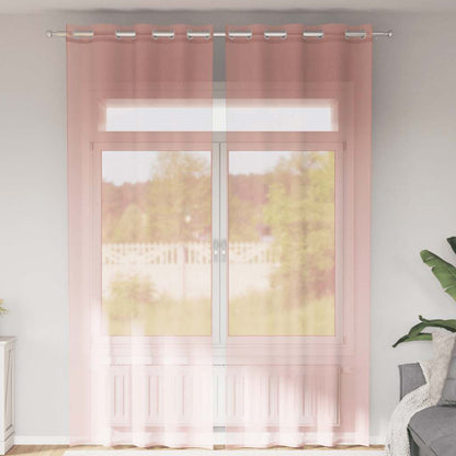 Voile Curtains with Grommets 2 pcs Pink 140x300 cm