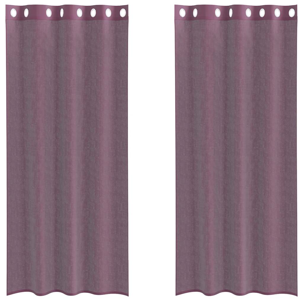 Voile Curtains with Grommets 2 pcs Purple 140x225 cm