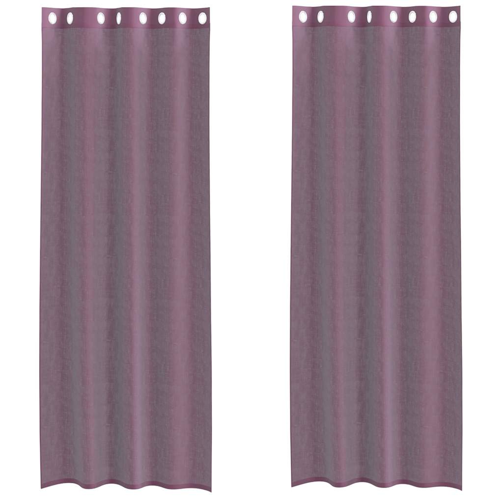 Voile Curtains with Grommets 2 pcs Purple 140x300 cm