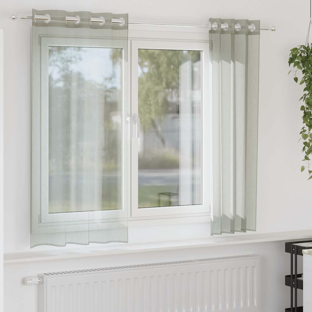 Voile Curtains with Grommets 2 pcs Light Grey 140x140 cm