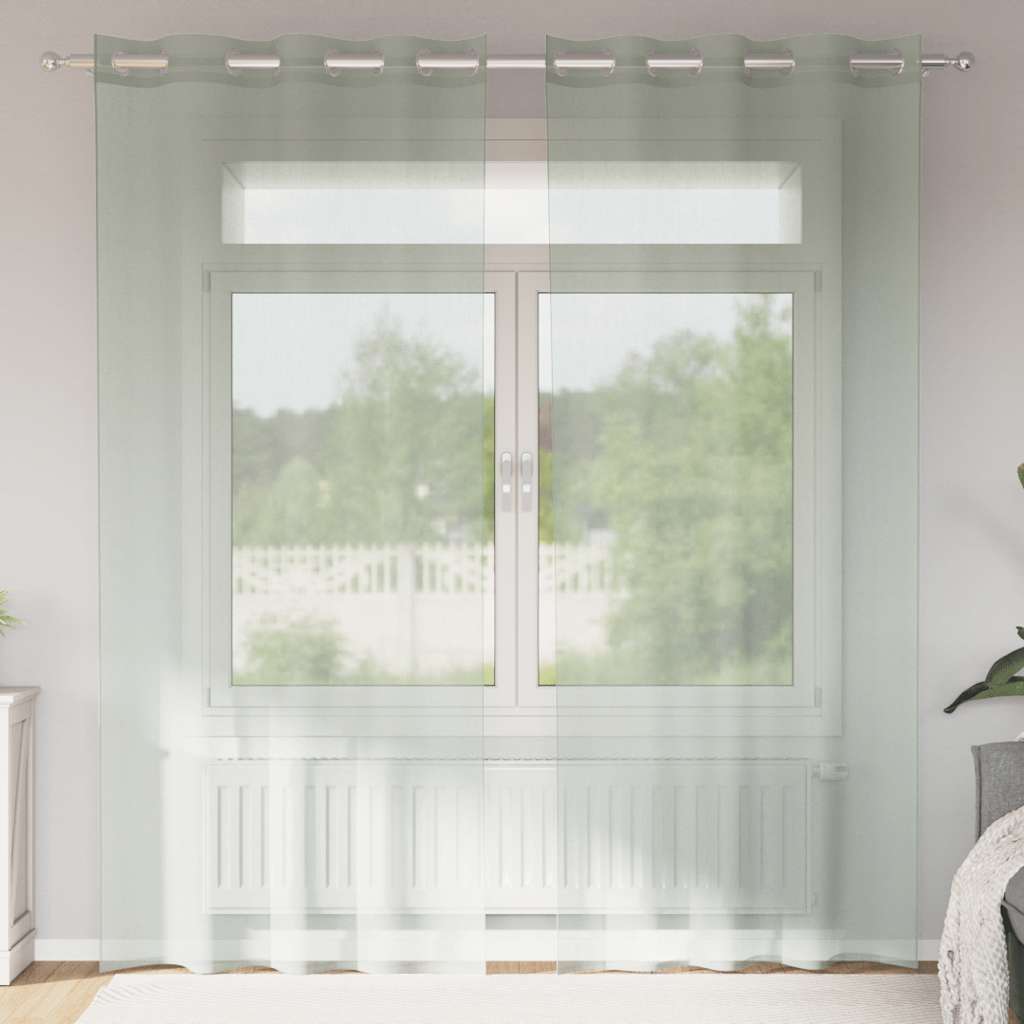 Voile Curtains with Grommets 2 pcs Light Grey 140x225 cm