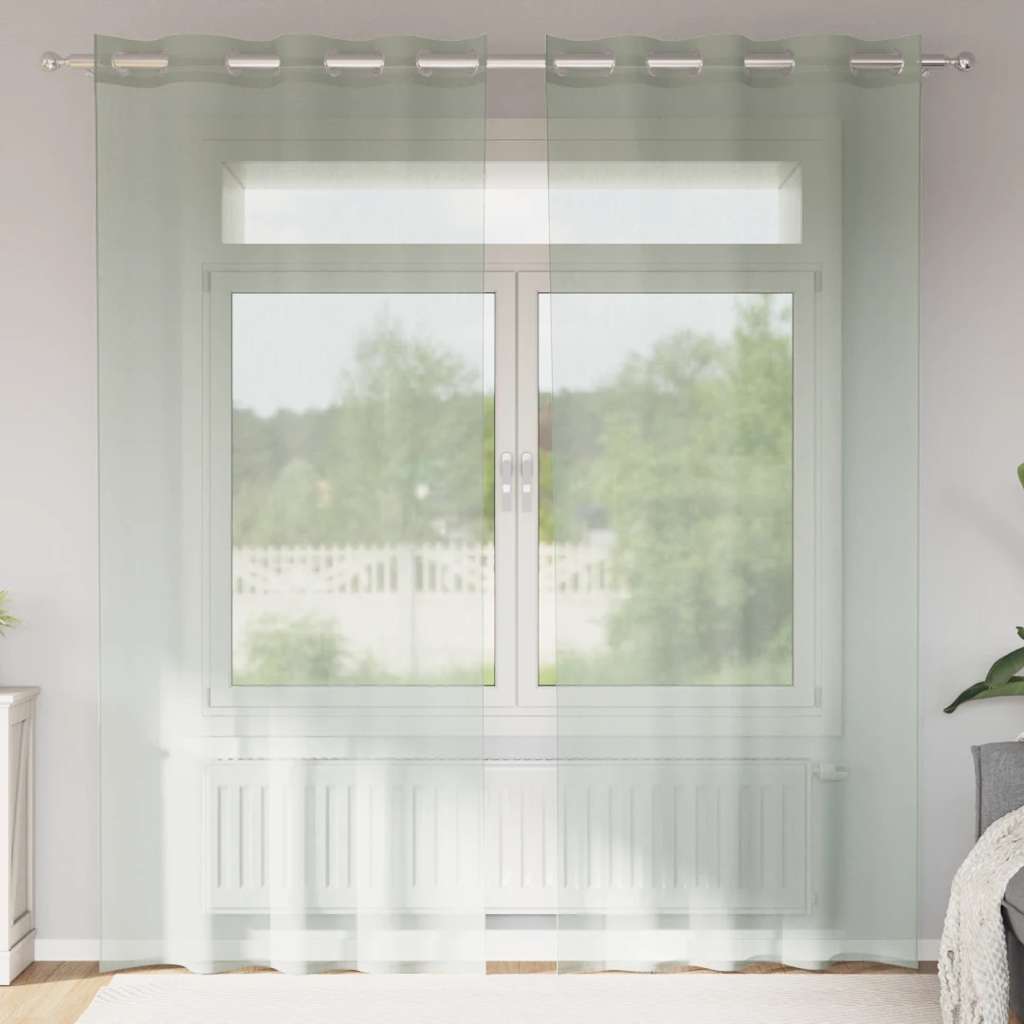 Voile Curtains with Grommets 2 pcs Light Grey 140x245 cm