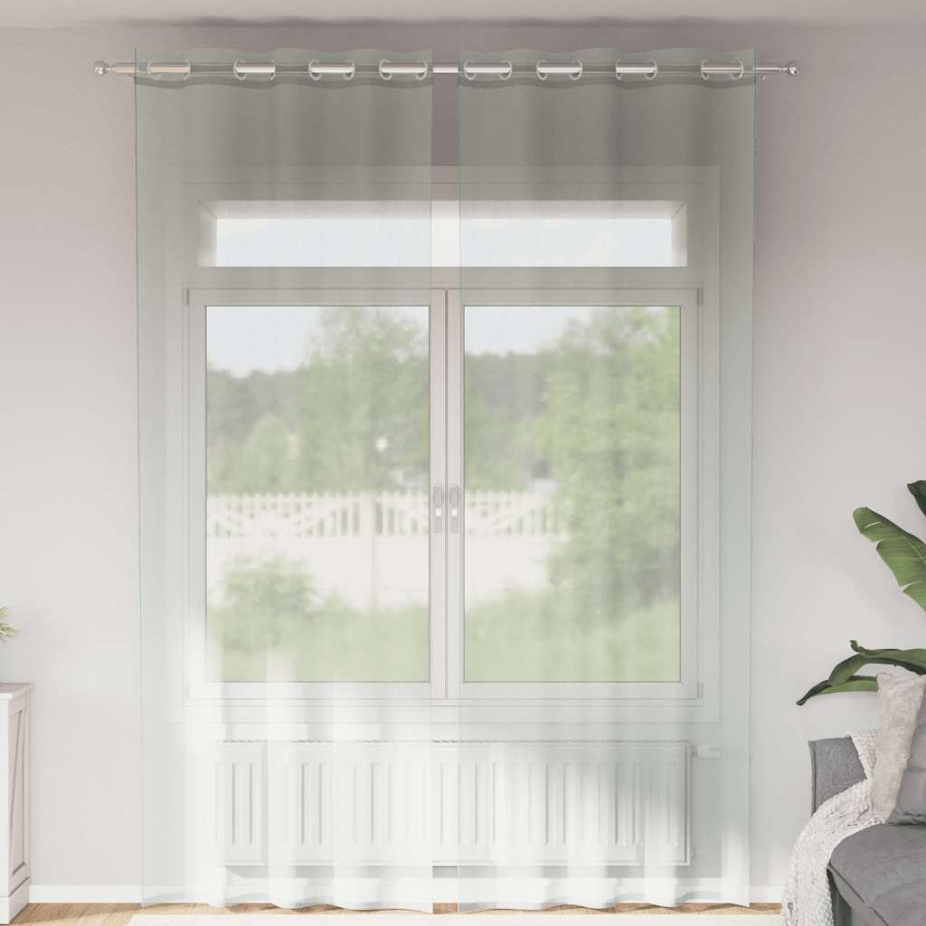 Voile Curtains with Grommets 2 pcs Light Grey 140x300 cm
