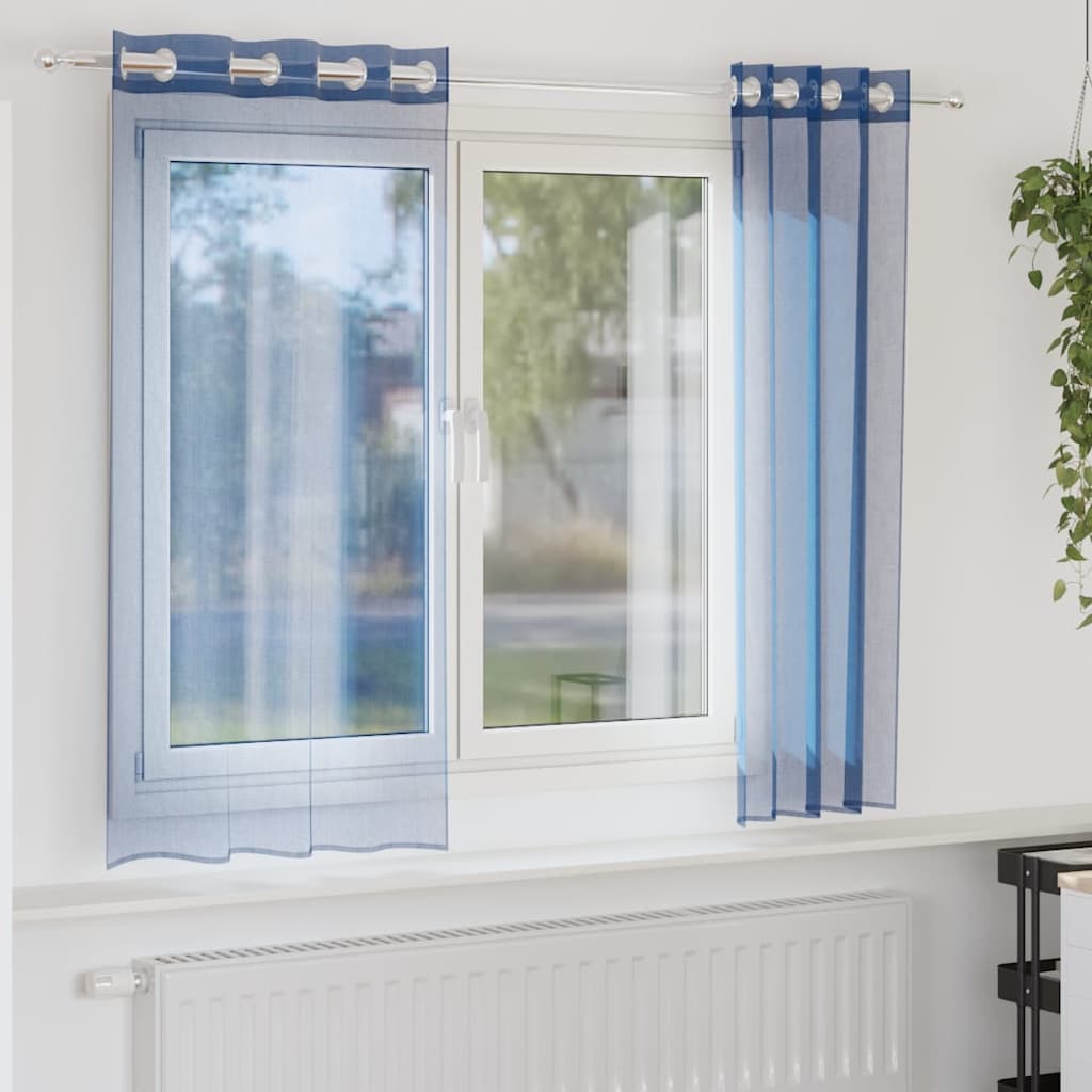 Voile Curtains with Grommets 2 pcs Royal Blue