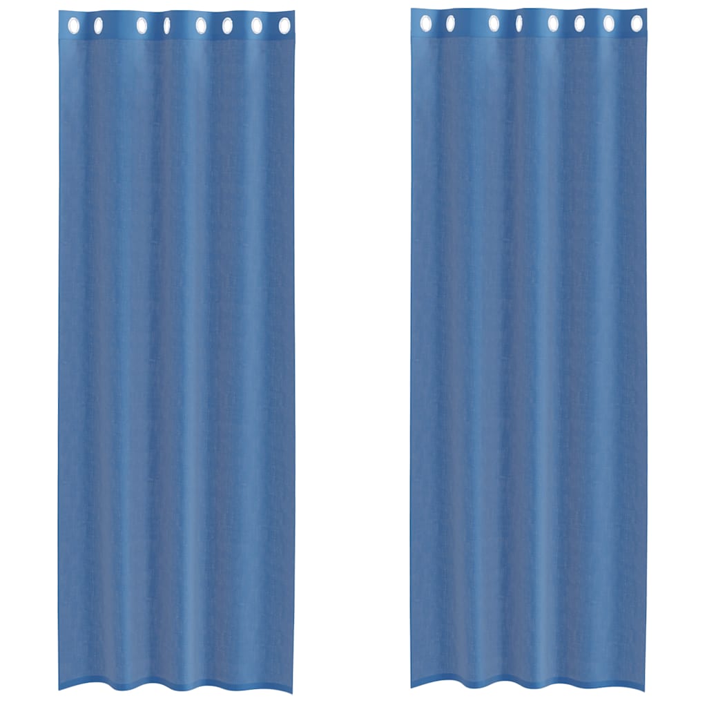 Voile Curtains with Grommets 2 pcs Royal Blue